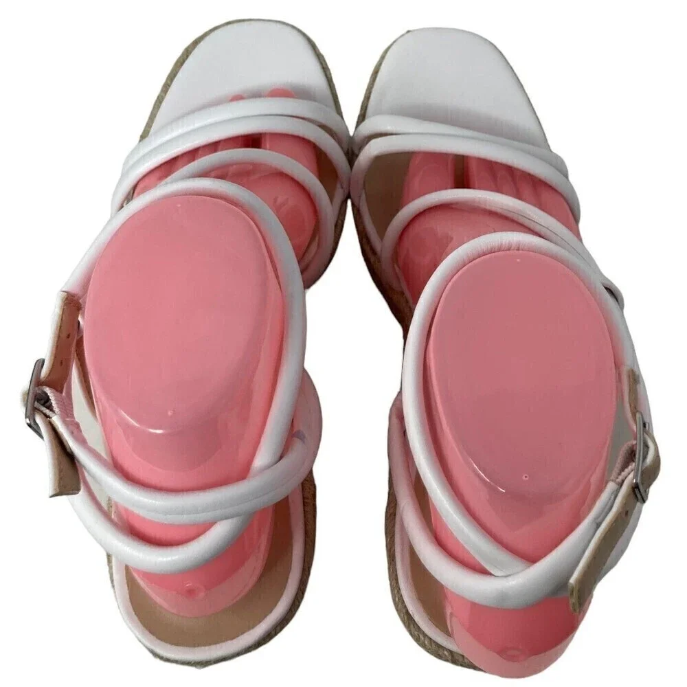 BP Nordstrom Cohan Espadrille Platform Wedge Sandal Heels White Size 10M NEW